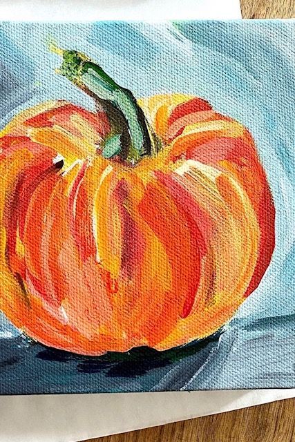 Paint A Pumpkin, Fall Canvas Painting, Acrylic Painting Inspiration, Fall Canvas, Learn How To Paint, Canvas Painting Designs, Acrylic Painting For Beginners, Simple Acrylic Paintings, Autumn Painting