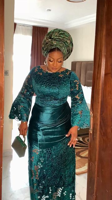 Fashionable Sleeves, Green Mermaid Prom Dress, Nigerian Lace Styles Dress, Nigerian Lace Styles, Plus Zise, Dress Engagement, Lace Gown Styles, African Print Dress Designs, Lace Dress Styles