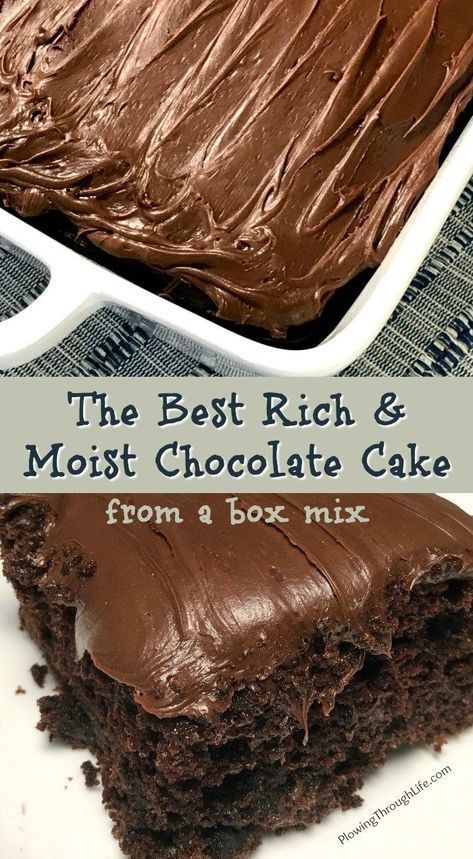 The Best Rich and Moist Chocolate Cake - Plowing Through Life #easycakerecipes #easyrecipe Chocolate Box Cake, Chocolate Cake Mix Recipes, Resep Brownies, Devils Food Cake Mix Recipe, Chocolate Cake Recipe Easy, Easy Chocolate Cake, Dessert Aux Fruits, Tasty Chocolate Cake, Best Chocolate Cake