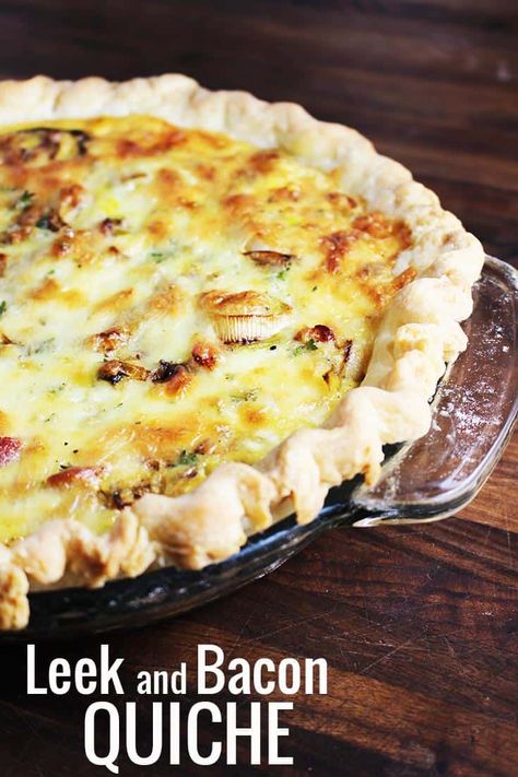 Quiche Brunch, Bacon Quiche Recipe, Leek Quiche, Homemade Crust, Easy Quiche, Quiche Recipes Easy, Bacon Quiche, Quiche Recipe, Quiche Recipes