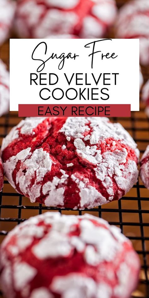 Sugar Free Red Velvet Cookies, Sugar Free Valentine Treats, Easy Sugar Free Cookies, Sugar Free Christmas Cookies, Sugar Free Cookie Recipes, Sugar Free Desserts Easy, Sugar Free Snacks, Low Sugar Desserts, Velvet Cookies