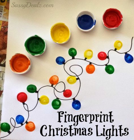 Fingerprint Christmas, Fingerprint Crafts, Christmas Art Projects, Christmas Crafts For Kids To Make, Tree Light, Preschool Christmas, Crafts For Kids To Make, Diy Christmas Cards, Toddler Christmas