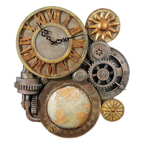 Gears Of Time Steampunk Wall Clock // 10 Creative STEAMPUNK Decor Accessories & Ideas That Will Change Your Timeline Forever Décor Steampunk, Steampunk Mode, Steampunk Home Decor, Steampunk Wall Art, Small Wall Clock, Gear Wall Clock, Timepiece Design, Industrial Clocks, Steampunk Wall