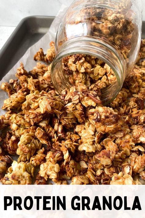 Gluten Free High Protein Granola, Protein Granola Balls, High Protein Low Carb Granola, Thm Granola Recipe, Healthy Protein Granola Recipe, Healthy High Protein Granola, Granola Recipe Protein, Granola With Protein Powder, Vegan Protein Granola