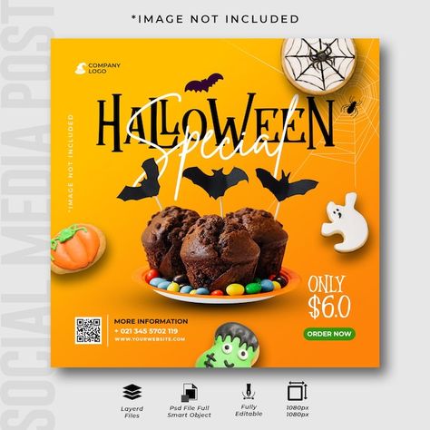 Pasteles Halloween, Halloween Social, Halloween Post, Social Media Post Template, Halloween Cookies, Halloween Pictures, Logo Images, Post Templates, Media Post