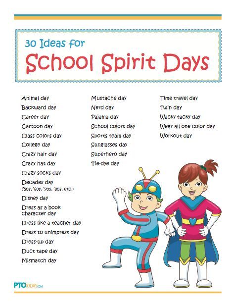 Fun and simple ideas for celebrating #school #spirit days! Spirit Day Ideas, Dress Up Days, Catholic Schools Week, School Spirit Week, School Spirit Days, Spirit Days, Student Leadership, Student Government, School Week