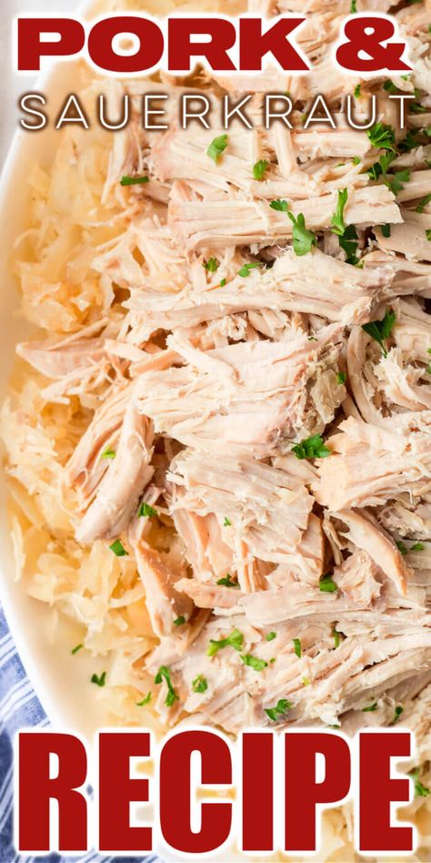 EASY PORK AND SAUERKRAUT RECIPE Slow Cooker Pork And Sauerkraut Recipe, Crockpot Pork And Sauerkraut, Pork And Sauerkraut Recipe, Pork Roast And Sauerkraut, Pork Chops And Sauerkraut, Pork And Sauerkraut, Crockpot Pork Loin, Slow Cooker Pork Loin, Sauerkraut Recipe