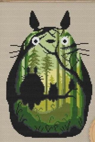 Totoro Cross Stitch Pattern Free, Cross Stitch Totoro, Totoro Cross Stitch Pattern, Anime Cross Stitch Patterns Free, Studio Ghibli Cross Stitch Pattern, Studio Ghibli Pixel Art, Studio Ghibli Cross Stitch, Anime Cross Stitch Patterns, Ghibli Cross Stitch