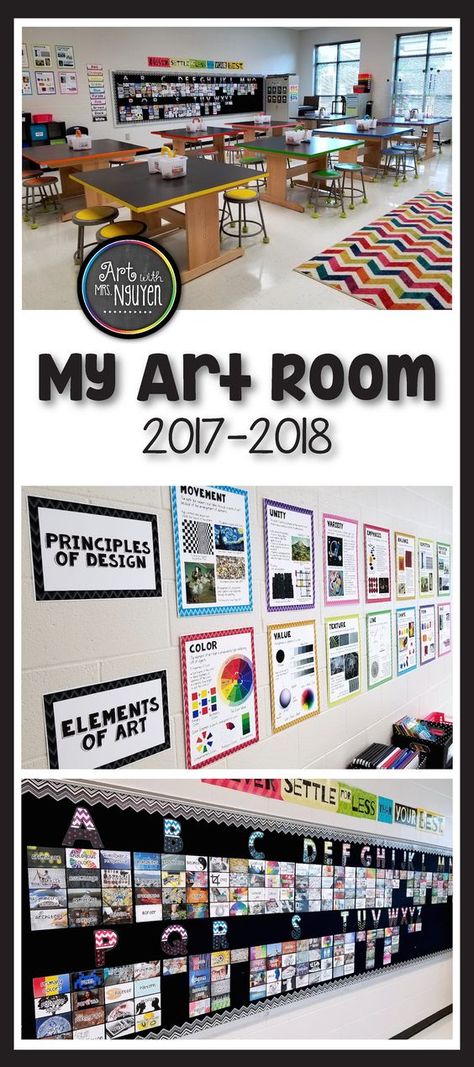 Classroom Organization Middle School, Art Classroom Organization, Rangement Art, Elementary Art Classroom, Art Room Posters, Art Bulletin Boards, Art Classroom Management, Classe D'art, Elementary Art Rooms