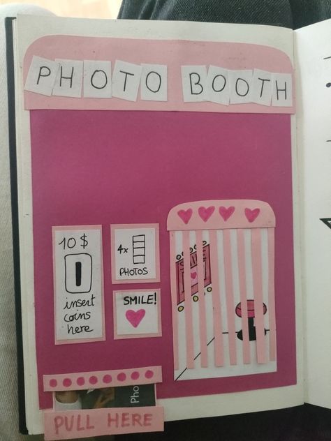 #scrapbook #diy Scrapbook Games Ideas, Photobooth Scrapbook Page, Interactive Scrapbook Ideas, Cool Scrapbook, Interactive Scrapbook, Note Ideas, Love Scrapbook, Scrapbook Book, Mini Scrapbook