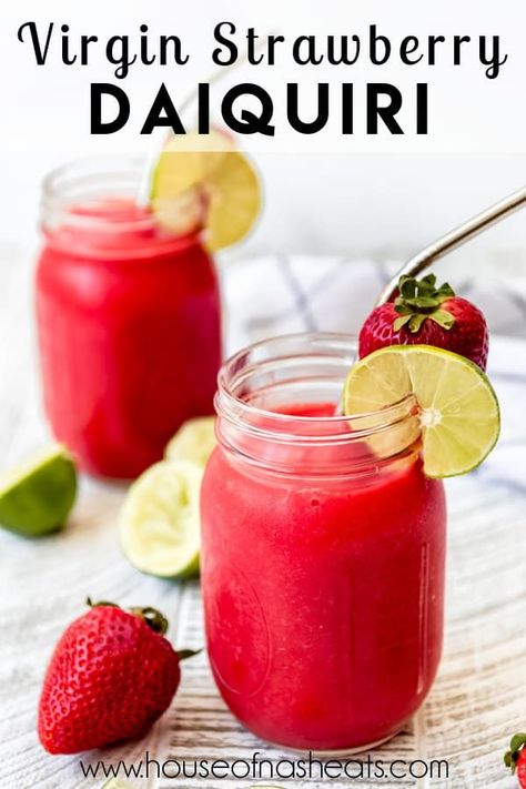 Summer Slushies, Virgin Strawberry Daiquiri, Strawberry Daiquiri Recipe, Cafe Recipes, Virgin Cocktails, Virgin Drinks, Daiquiri Recipe, Frozen Drink, Jello Shot