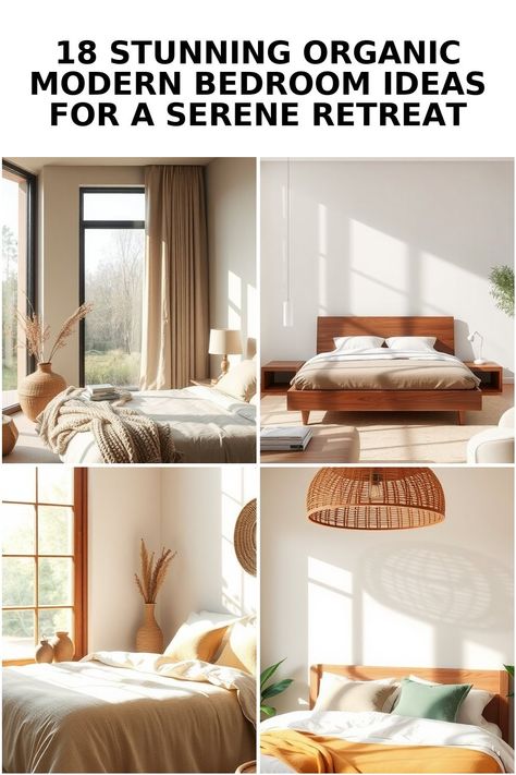 Transform your sanctuary with 18 inspiring organic modern bedroom ideas that blend natural elements with contemporary design. From earthy textures to ... Organic Modern Minimalist Bedroom, Modern Traditional Kitchen, Modern Vintage Bedrooms, Organic Modern Bedroom, Spa Like Bathrooms, Earthy Textures, Organic Bedroom, Modern Bedroom Ideas, Modern Minimalist Bedroom