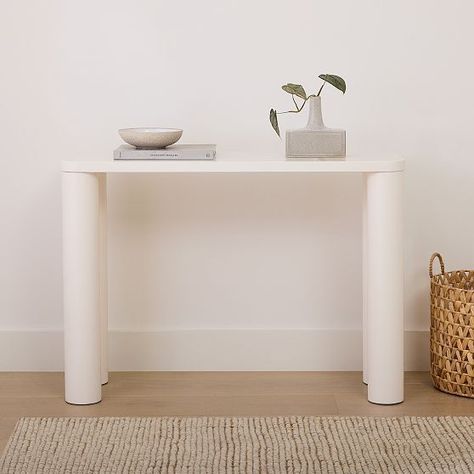 White entryway inspo, home refresh, small apartment inspiration, entryway aesthetic, light and airy home Living Room West Elm, West Elm Console, Entry Console, Contemporary Console, West Elm Kids, Stylish Curtains, Modern Console Tables, Modern Console, Console And Sofa Tables