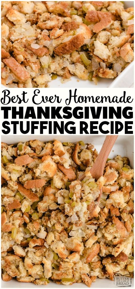 Easy Thanksgiving Dressing, Easy Thanksgiving Dressing Recipe, Thanksgiving Dressing Recipe, Stuffing Easy, Turkey Dressing Recipe, Make Ahead Thanksgiving, Thanksgiving Stuffing Recipe, Homemade Stuffing Recipes, Easy Stuffing Recipe