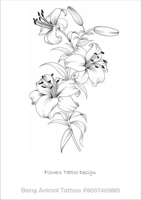 Lily Tattoo Design Sleeve, Lilly Tattoo Design, Lily Flower Tattoo, Lilly Flower Tattoo, Water Lily Tattoos, Violet Tattoo, Side Thigh Tattoos, Lillies Tattoo, Lily Tattoo Design