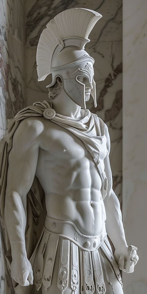 Marble Statue Reference, Greek Statues Reference, Posiden Sculpture, Male Sculpture Greek, Statues Drawing Reference, Greek Anatomy Drawing, Statue Art Reference, Greek Armor Design, Godly Poses Reference