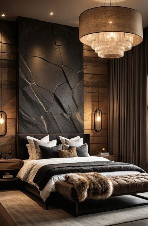 Earthy Modern Bedroom, Dark Modern Bedroom, Bedroom Glam, House Structure, Earthy Modern, Inlaw Suite, Man Cave Bedroom, Fresh Bedroom, Fall Bedroom Decor