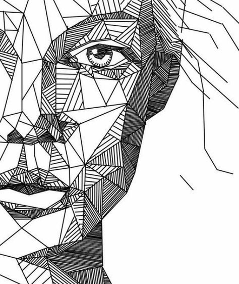 40 Best Examples Of Line Drawing Art Modele Zentangle, Ako Kresliť, Geometric Portrait, Drawing Eyes, Doodle Art Drawing, Geometric Drawing, Drawing Faces, Mandala Design Art, Drawing Tutorials