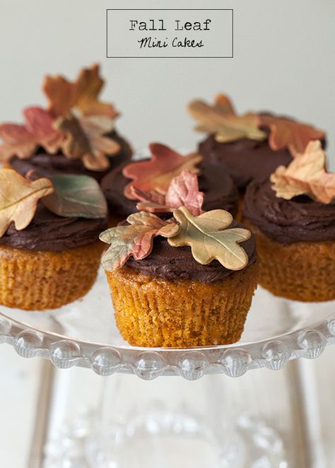 PARTY BLOG by BirdsParty|Printables|Parties|DIYCrafts|Recipes|Ideas: Cake It Pretty: Fall Leaf Mini Cakes Tutorial Mini Cakes Tutorial, Fondant Cake Tutorial, Fall Cupcakes, Fondant Cupcake Toppers, Easy To Make Desserts, Fall Cakes, Fondant Cupcakes, Fall Leaf, Desserts To Make