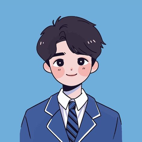 A male student wearing a school uniform | Premium Vector #Freepik #vector #student #classes #high-school-student #male-student Student Drawing Easy, School Students Drawing, Male Character Design References, Uniform Drawing, Character Art Male, Student Character, Anime Student, Manga References, Male Cartoon