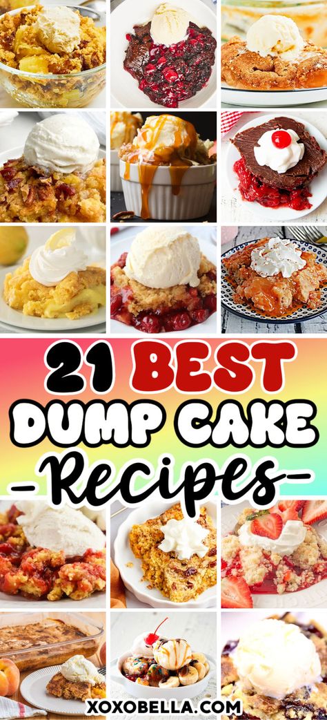 Dump cake ideas Dump Cakes In Crockpot, Individual Dump Cake Recipes, Dump Box Cake Recipes, Dump Recipes Desserts, Oven Dump Cake Recipes, King Cake Dump Cake, Dessert Recipes Dump Cake, Pina Colada Dump Cake Recipe, Dump And Bake Desserts