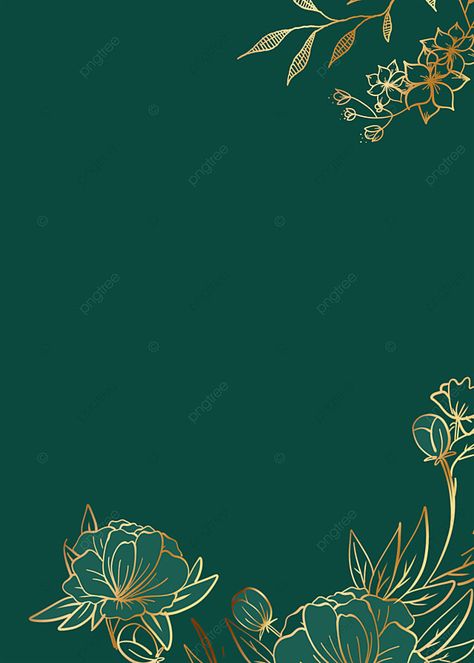 Luxury Green Golden Flower Background Chrysanthemum Watercolor, Flower Background Images, Wedding Card Frames, Dark Green Background, New Years Background, Golden Flower, Wedding Flower Decorations, Flower Invitation, Flower Background