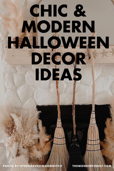 Chic and Modern Halloween Decor Ideas for Spooky Season - Wonder Forest Simple Modern Halloween Decor, Realistic Halloween Decor, Stylish Halloween Decor, Simple Halloween Decor, Modern Halloween Decor, Wonder Forest, Chic Halloween Decor, Elegant Halloween Decor, Vintage Fall Decor