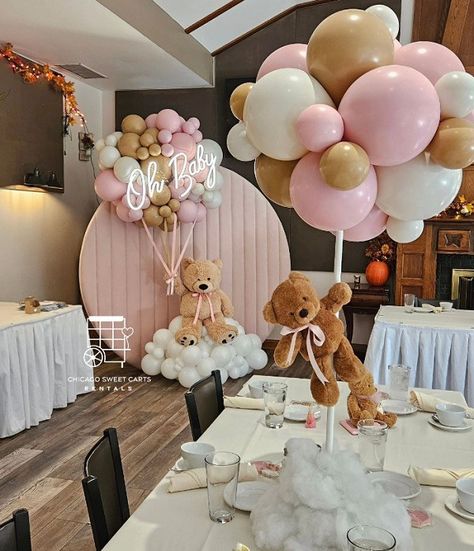 Teddy Bear Baby Shower Ideas – Baby Shower Ideas 4U Gender Reveal Bear Table Decor, Bear Theme Gender Reveal Centerpieces, Gender Reveal Themes Bear, Girls Baby Shower Ideas Themes, Small Baby Shower Ideas Girl, Girl Bear Themed Baby Shower Ideas, Teddy Bear Gender Reveal Decorations, We Can Bearly Wait Baby Shower Theme Girl Ideas, Baby Shower Ideas Bear Theme