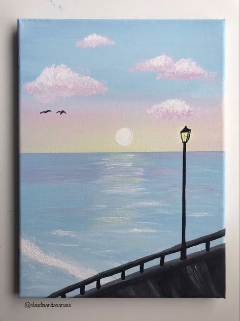 Painting Ideas Easy Simple Sunset, Painting Ideas On Canvas Simple Easy Sunset, Sunset Drawing Watercolor, Cute Summer Painting Ideas, Thank You Painting, Aesthetic Sunset Drawing, Pastel Painting Ideas Acrylics, Painting Ideas On Canvas Sky, Blue Sky Painting Easy