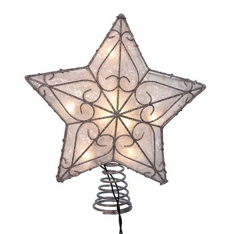 Kurt Adler Capiz Shell Star Tree Topper - This would be pretty on a coastal and beach themed tree. Lighted Star Tree Topper, Vintage Christmas Tree Toppers, Lighted Tree Topper, Classic Christmas Tree, Glitter Frame, Star Tree, Wreath Home Decor, Elf Ornaments, Star Tree Topper