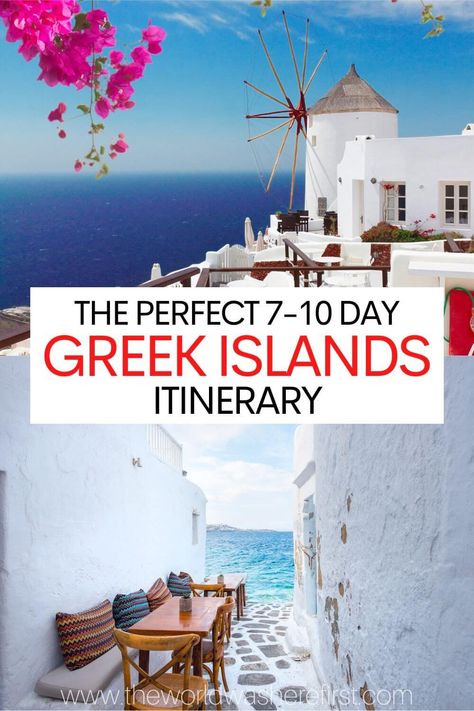 This Greek islands itinerary will help you plan the perfect route for island hopping around the Cyclades. Greece Travel Itinerary Grecia Santorini, Greek Islands Vacation, Breathtaking Sunsets, Greek Islands To Visit, Greece Destinations, Greek Island Hopping, Trip To Greece, Best Greek Islands, Greece Itinerary