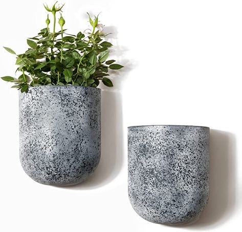 Amazon.com: LA JOLIE MUSE Wall Hanging Planter, Wall Mounted Flower Pots, Succulent Wall Planter Pots for Outdoor Indoor, Set of 2, 6 Inch, Rock Gray : Patio, Lawn & Garden Wall Mounted Flower, Wall Hanging Planters, Wall Planters Outdoor, Planters For Indoor Plants, Succulent Wall Planter, Wall Planters Indoor, Hanging Wall Planters, Planter Wall, Wall Mounted Planters