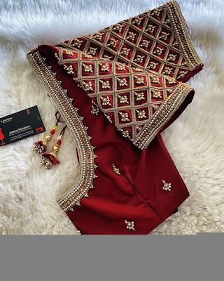 Fashion Corner: Best 40 Bridal Silk Sarees blouse designs collections Simple Aari Work Blouse Designs, Aari Work Blouse Designs, Simple Aari Work Blouse, Red Blouse Design, Simple Aari Work, Pink Blouse Designs, Work Blouse Designs, Latest Bridal Blouse Designs, Latest Blouse Designs Pattern