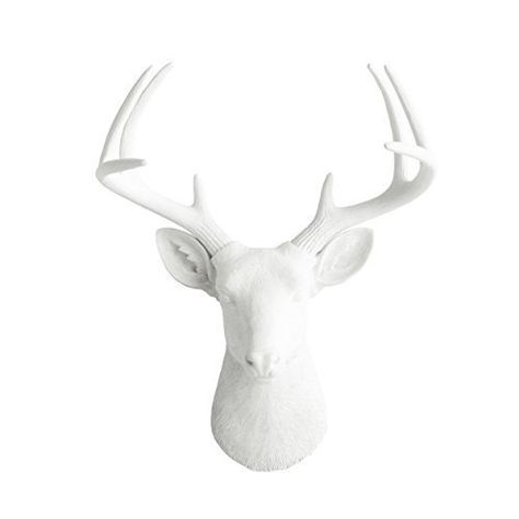 Mini Deer by Wall Charmers | White Faux Head Mount Bust Fake Animal Resin Taxidermy Sculpture Stag Buck Antler Fauxidermy Mounted Replica Decor Art Deer Head Decor, Deer Head Wall Mount, Bachelor Pad Decor, Faux Deer Head, Faux Animal Head, Taxidermy Deer, Animal Head Wall Decor, White Faux Taxidermy, Buck Antlers