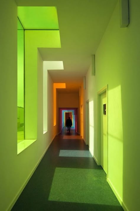 Colorful Places, Green Collection, Bright Lights, Green Aesthetic, 인테리어 디자인, Shades Of Green, Color Inspiration, Lighting Design, Interior Architecture