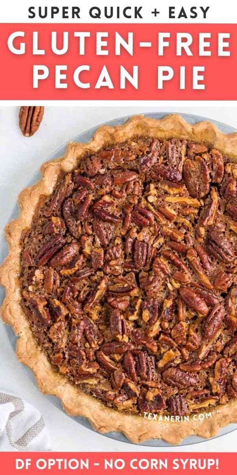 Gf Pecan Pie Recipe, Oatmeal Pie Crust Recipe Gluten Free, Crustless Pecan Pie Gluten Free, Gluten Free Buttermilk Pie, Gf Df Pecan Pie, Gluten And Dairy Free Pie Recipes, Healthy Pies Recipes, Pecan Pie Recipe Gluten Free, Gluten Free Chocolate Pecan Pie