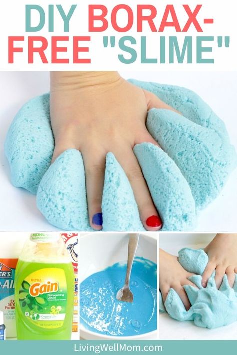 Dish Soap Slime, Make Slime For Kids, Borax Free Slime, Soap Slime, Fluffy Slime Recipe, Sticky Slime, Borax Slime, Free Slime, Making Fluffy Slime