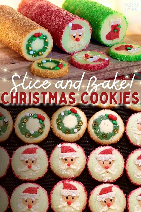 Decorative Christmas Cookies Recipes, Homemade Santa Cookies, Holiday Slice And Bake Cookies, Best Slice And Bake Cookies, St Nicholas Cookies, Easy Slice And Bake Christmas Cookies, Diy Slice And Bake Cookies, Slice And Bake Cookie Recipes, Santa Cookies Recipes