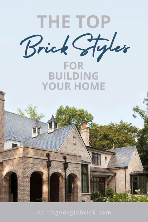 Brick for new home construction or remodeling, building material Cool Brick Houses, Choosing Brick Exterior, Old Style Brick Houses, Brick Arches Exterior Porches, French Provincial Brick Exterior, Stone Exterior Houses French Country, Timeless Brick Exterior, Old Jackson Brick Exterior, Southern Brick House Exterior