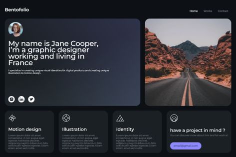 A simple, clean bento-style portfolio template. The idea? Allow small artists and content creators to embark on the adventure with their own site for free! Bento Ui Design Website, Bento Website Design, Bento Ui Design, Bento Web Design, Web Site Template, Bento Design, Ui Portfolio, Free Portfolio Template, Webflow Templates