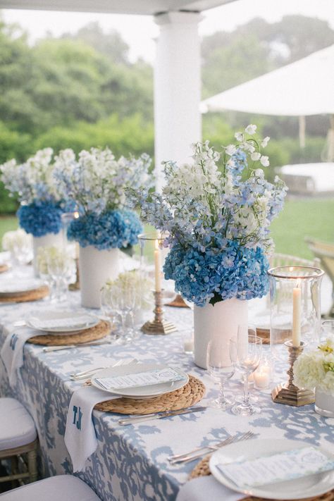 Dinner Decoration Ideas, Kat Jamieson, Rehearsal Dinner Decorations, Nantucket Wedding, Pre Wedding Party, Dinner Table Setting, Dinner Decoration, Theme Color, Wedding Rehearsal Dinner