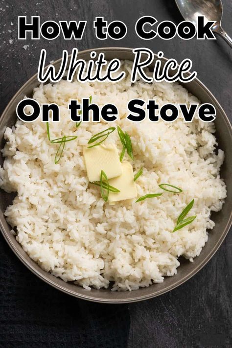 How to Cook Rice on the Stove Stovetop Rice Recipes, Stove Top White Rice, Rice On Stove, Fluffy White Rice Stove Top, White Rice Recipes Stove Top, Best Way To Cook White Rice, Quick White Rice Recipes, How To Make Good White Rice, Stovetop Rice How To Cook