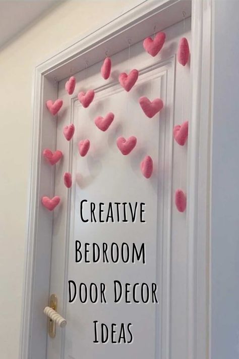 Cute Doors For Bedrooms, Kids Apartment Bedroom Door, Outside Bedroom Door Decor, Room Door Decorations Bedrooms, Kids Room Door Design, Things To Put On Your Bedroom Door, Back Of Door Decor, Aesthetic Bedroom Door Decor, Diy Room Door Decor Ideas