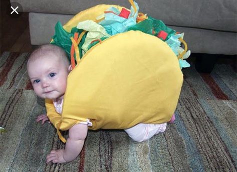 Isn't the cutest taco you ever saw Baby Taco Costume, Peter Pan Kostüm, Funny Baby Halloween Costumes, Taco Costume, Pregnant Halloween Costumes, Halloween Infantil, Baby Halloween Outfits, Baby Kostüm