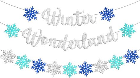 Amazon.com: 3 Pcs Winter Wonderland Banner Glittery Silver Christmas Decorations Snowflake Banner for Winter Wonderland Frozen Themed Christmas Holiday Party Décor : Home & Kitchen Blue Silver Christmas, Snowflake Banner, Winter Wonderland Birthday Party, Winter Wonderland Decorations, Winter Wonderland Birthday, Elegant Snowflake, Silver Christmas Decorations, Snowflake Garland, Winter Wonderland Theme