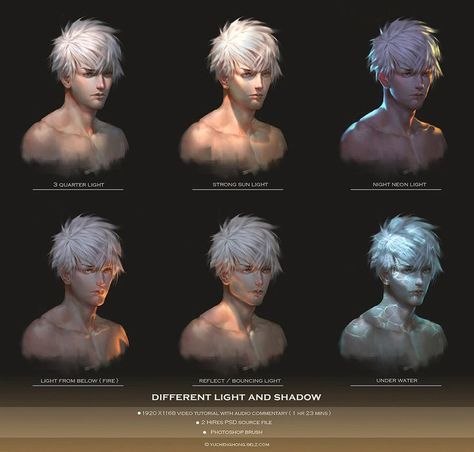 Light and shadow ( Video Tutorial ) by yuchenghong on DeviantArt Digital Art Silver Tutorial, Shadow Video, 얼굴 그리기, Poses References, Digital Painting Tutorials, Wallpapers Iphone, Lightning Mcqueen, Male Portrait, Digital Art Tutorial