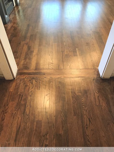 Oak Hardwood Floors, Walnut Hardwood Flooring, Red Oak Hardwood Floors, Transition Flooring, Red Oak Floors, Red Oak Hardwood, Hardwood Floor Colors, Floor Stain, Refinishing Hardwood Floors