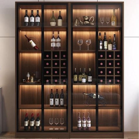 Modern Minimalist Illuminated Wine and Liquor Display Cabinet 839.49 and FREE Shipping Tag a friend who would love this! Active link in BIO #love #instagood #fashion #photooftheday #photography #art Wine And Liquor Bar Ideas, Bar Furniture Cabinet, Bar Alcohol Display, Alcohol Display Home, Display Cabinet Design Modern, Liquor Cabinet Modern, House Bar Ideas, Wine Collection Display, Wine Display Cabinet