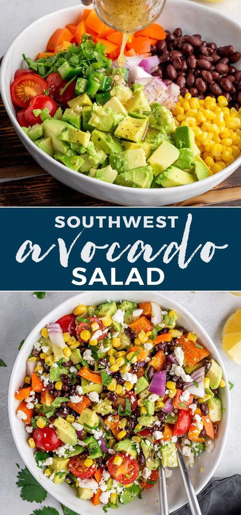 #NutritionAndYourHealth Easy Avocado Lunch Ideas, Non Leafy Salad Recipe, How To Eat Avocado, Healthy Filling Salads, Avacodo Recipe Idea Healthy, Dinner With Avocado, Clean Eating Lunch Recipes, Salads With Avocado, Avacodo Salad