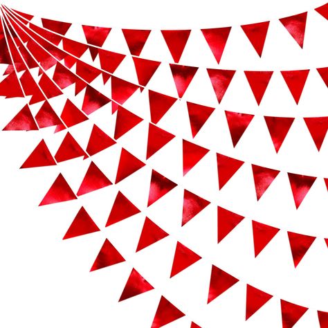 Taylor Swift Red Party Decorations, Garland For Graduation, Fabric Pennant Banner, Red Party Decorations, Triangle Flag, Pennant Garland, Holographic Fabric, Valentines Party Decor, Triangle Banner